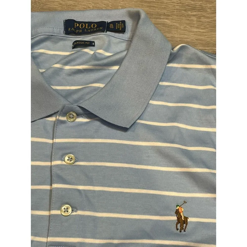 Men Polo Ralph Lauren mesh Polo Shirt‎ Striped - CLASSIC FIT - XL
